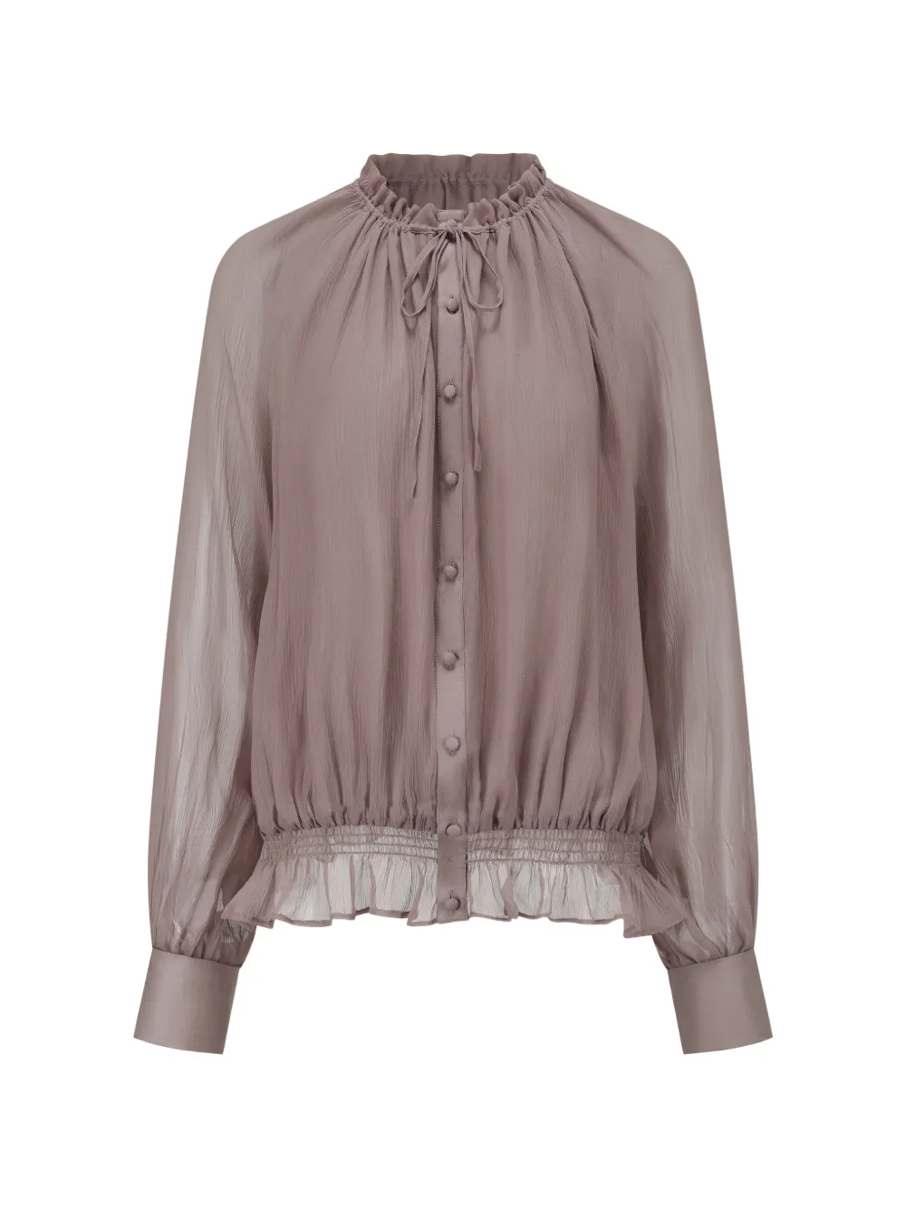 OUDE WAAG ruffled silk shirt - Rosa
