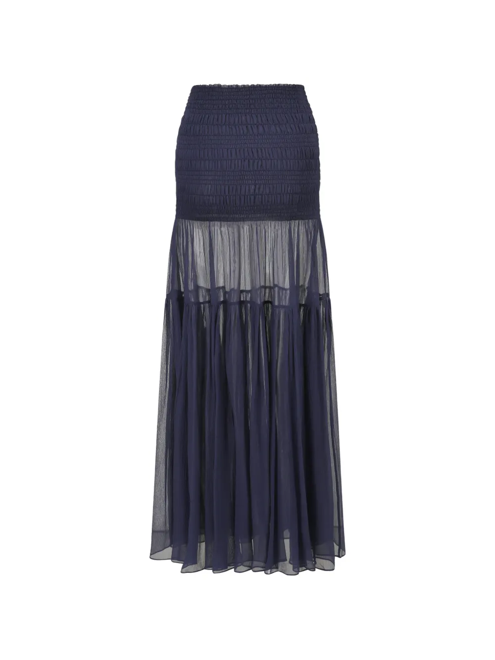  Oude Waag Shirred Tiered Maxi Skirt - Blue 
