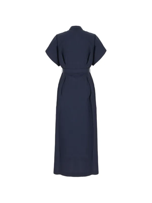 brunello cucinelli blue dress Brunello Cucinelli Belted short-sleeve Dress | Blue