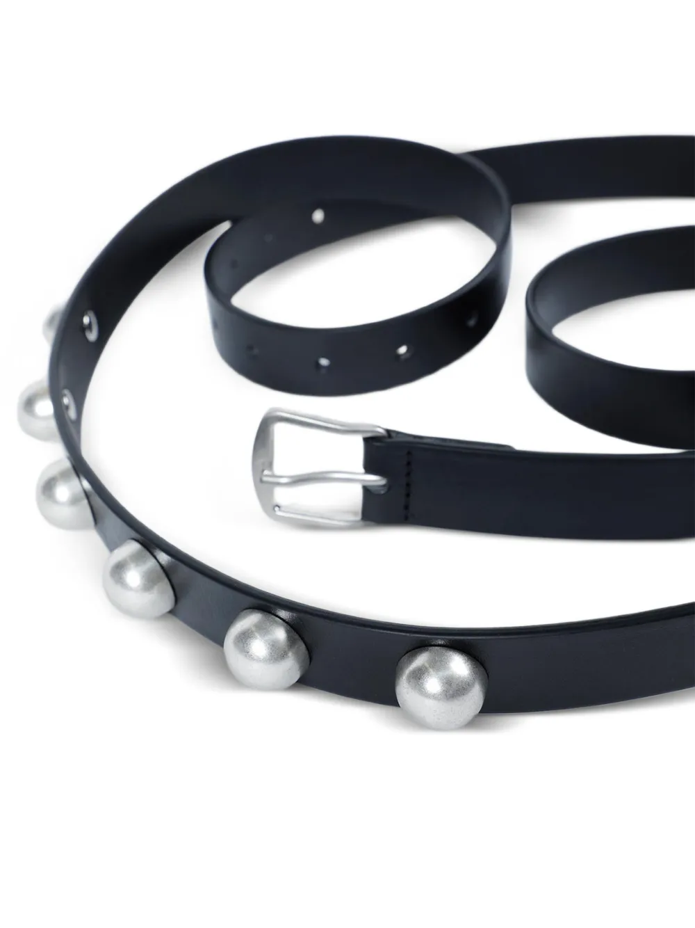 Ann Demeulemeester Giufi leren riem met studs Zwart