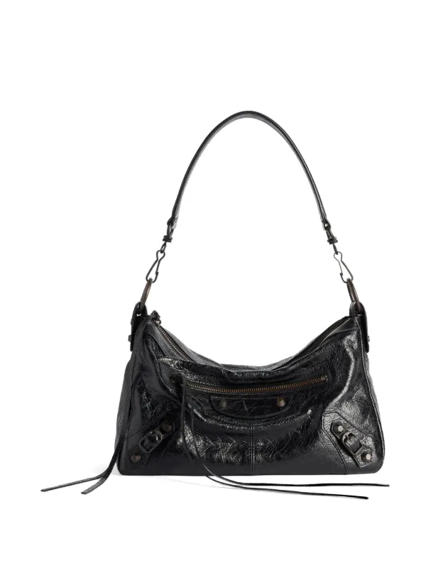 Balenciaga ル シティ ジップ レザーショルダーバッグ S | ブラック