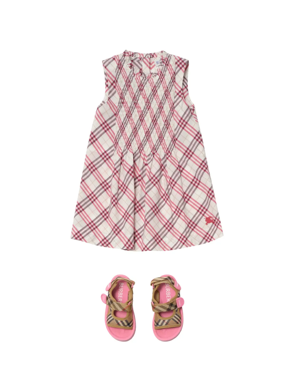 Burberry Kids Geruite katoenen jurk Beige