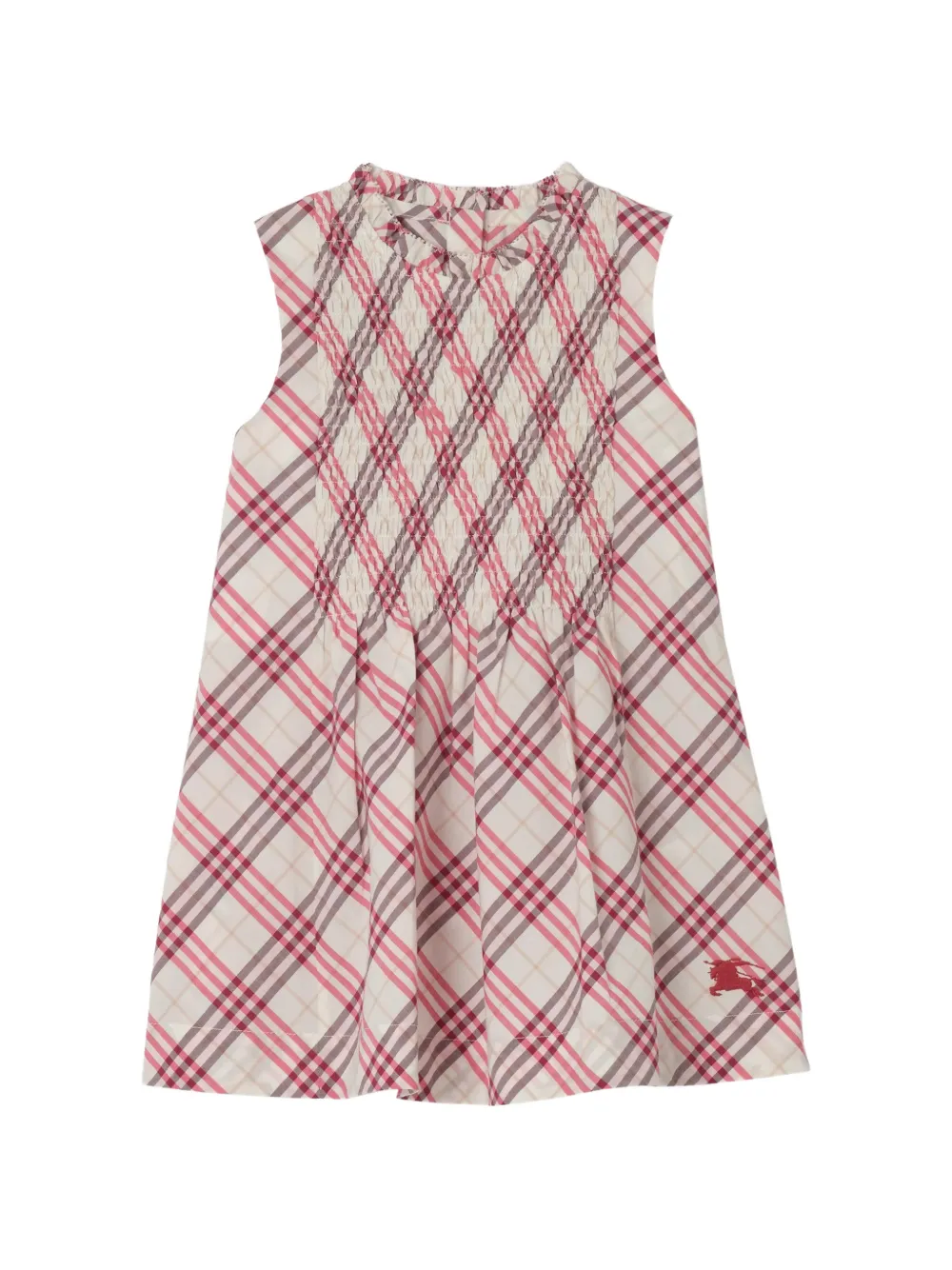 Burberry Kids Abito Check in cotone - Toni neutri