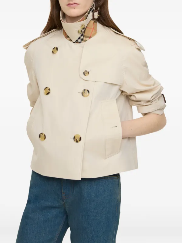 Burberry Cropped Tropical Gabardine Mayfair Trench Jacket