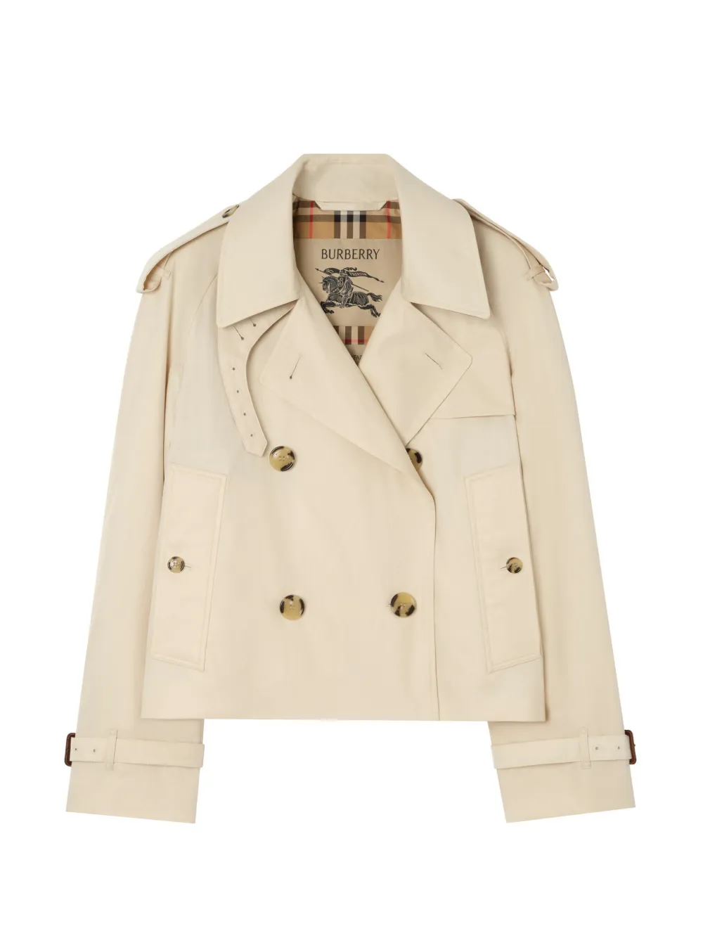 Burberry cropped tropical gabardine Mayfair trench jacket - Toni neutri