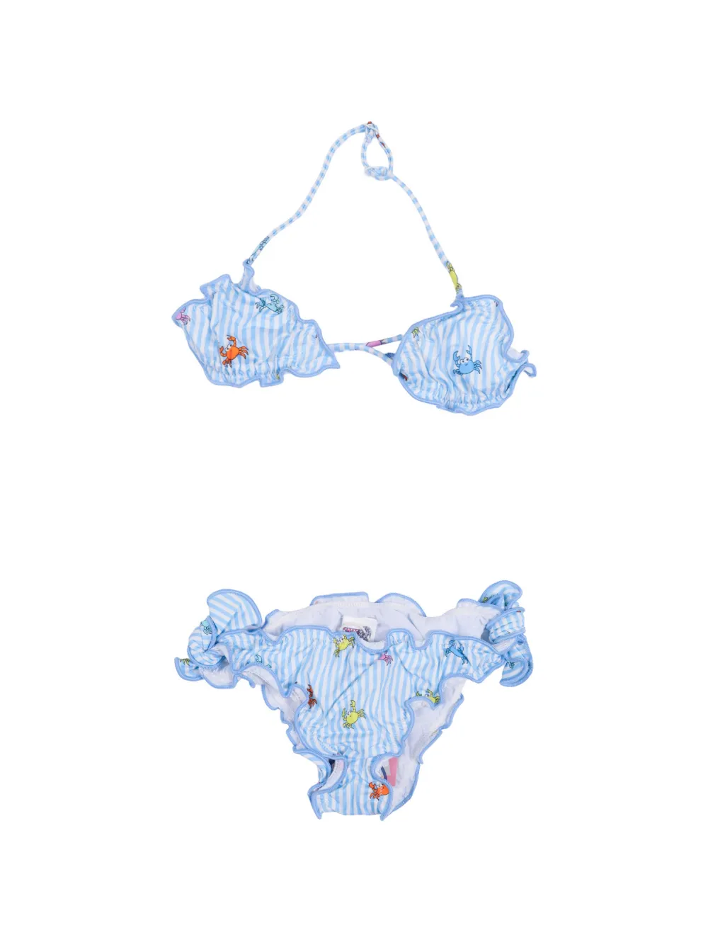 MC2 Saint Barth Kids ruffled crab-print bikini - Blu