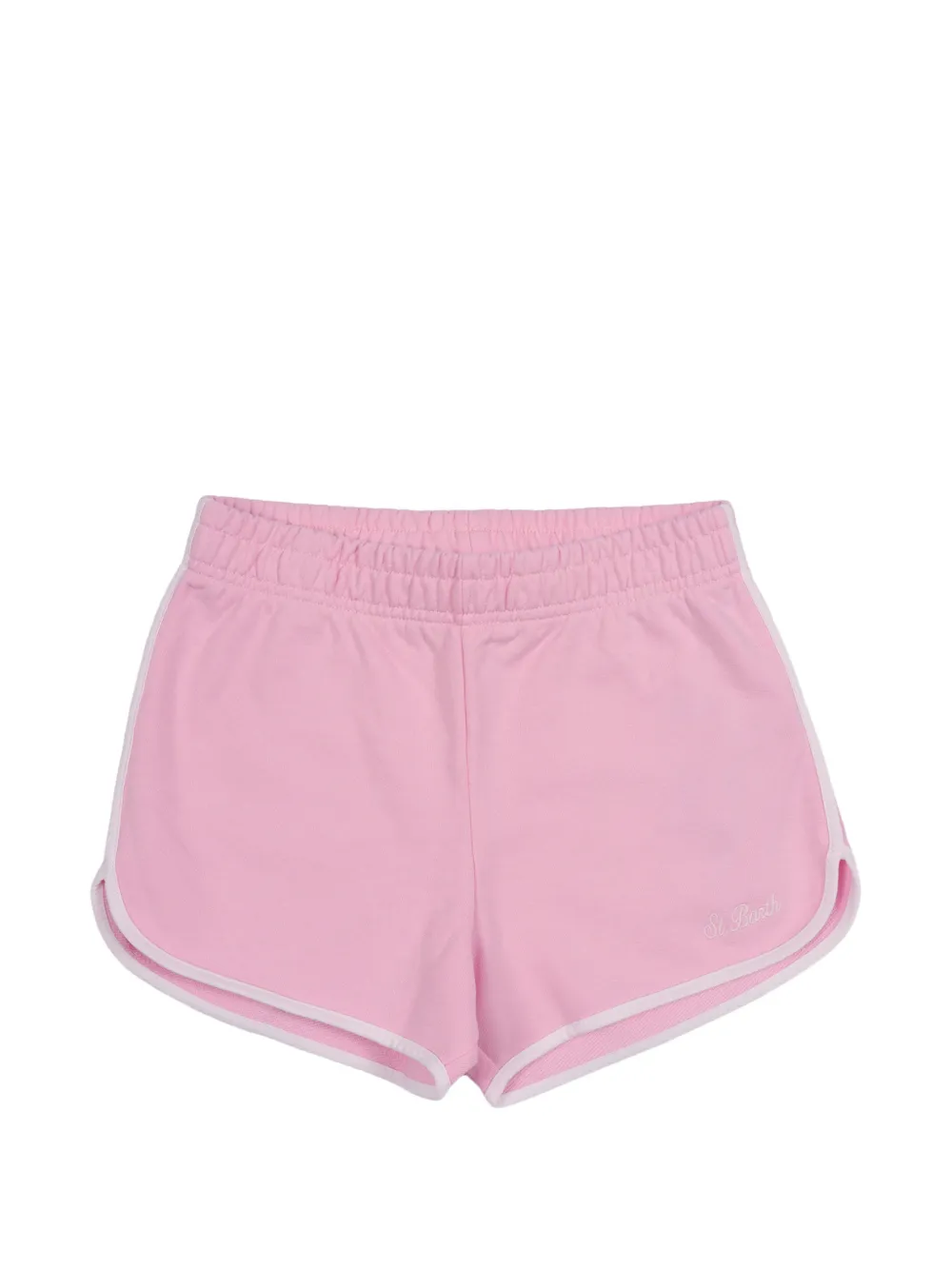 MC2 Saint Barth Kids Curly embroidered-logo contrast-trim shorts - Pink
