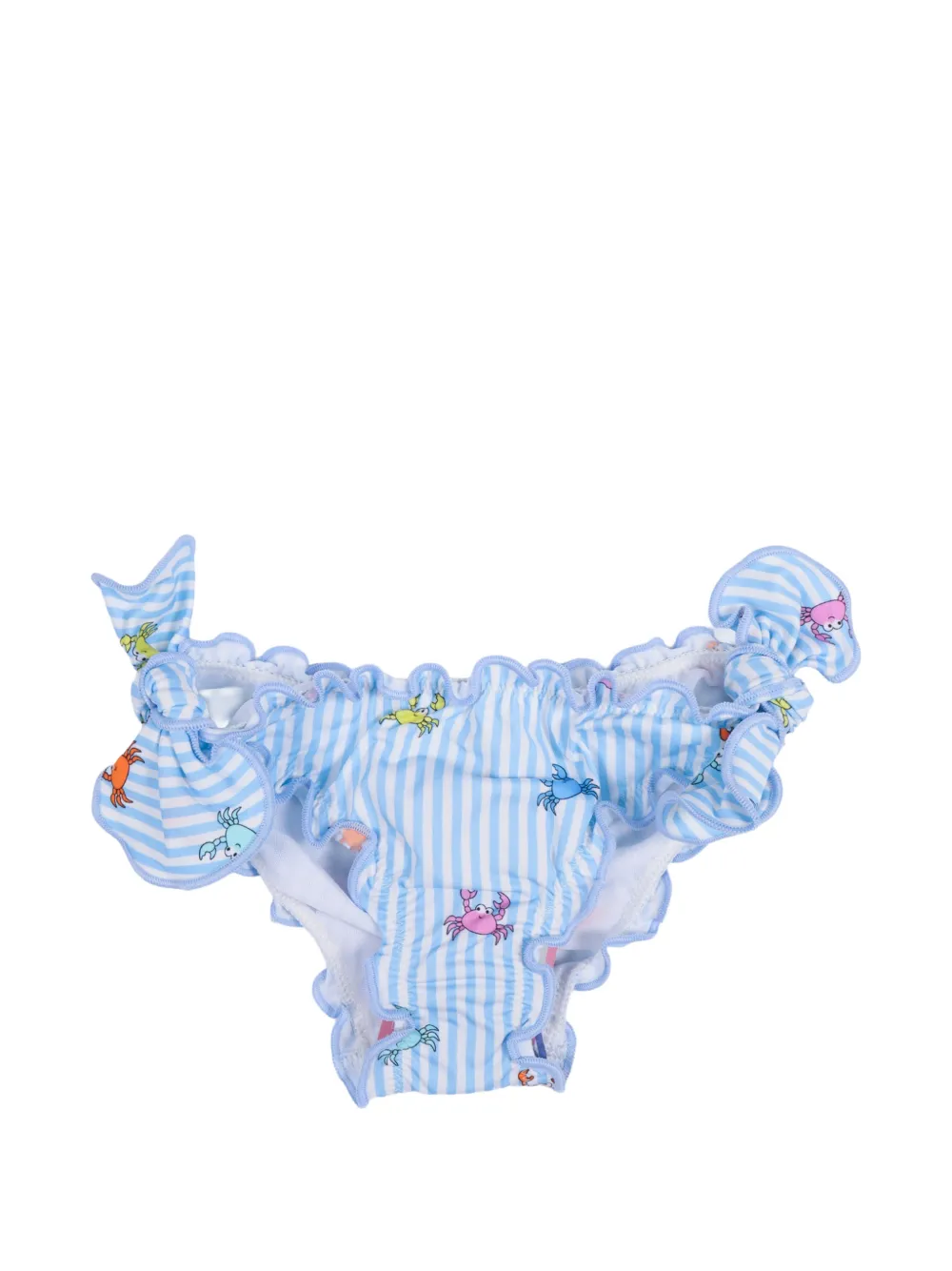 MC2 Saint Barth Kids stripe-print ruffled bikini bottoms - Blau