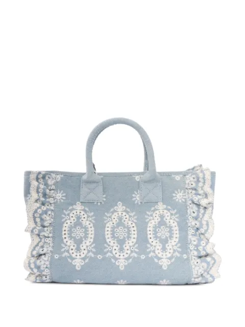MC2 Saint Barth Kids Colette floral-embroidered ruffled tote bag
