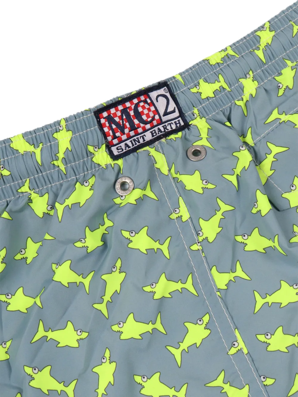 MC2 Saint Barth Kids Jean zwembroek met haaien-print Grijs
