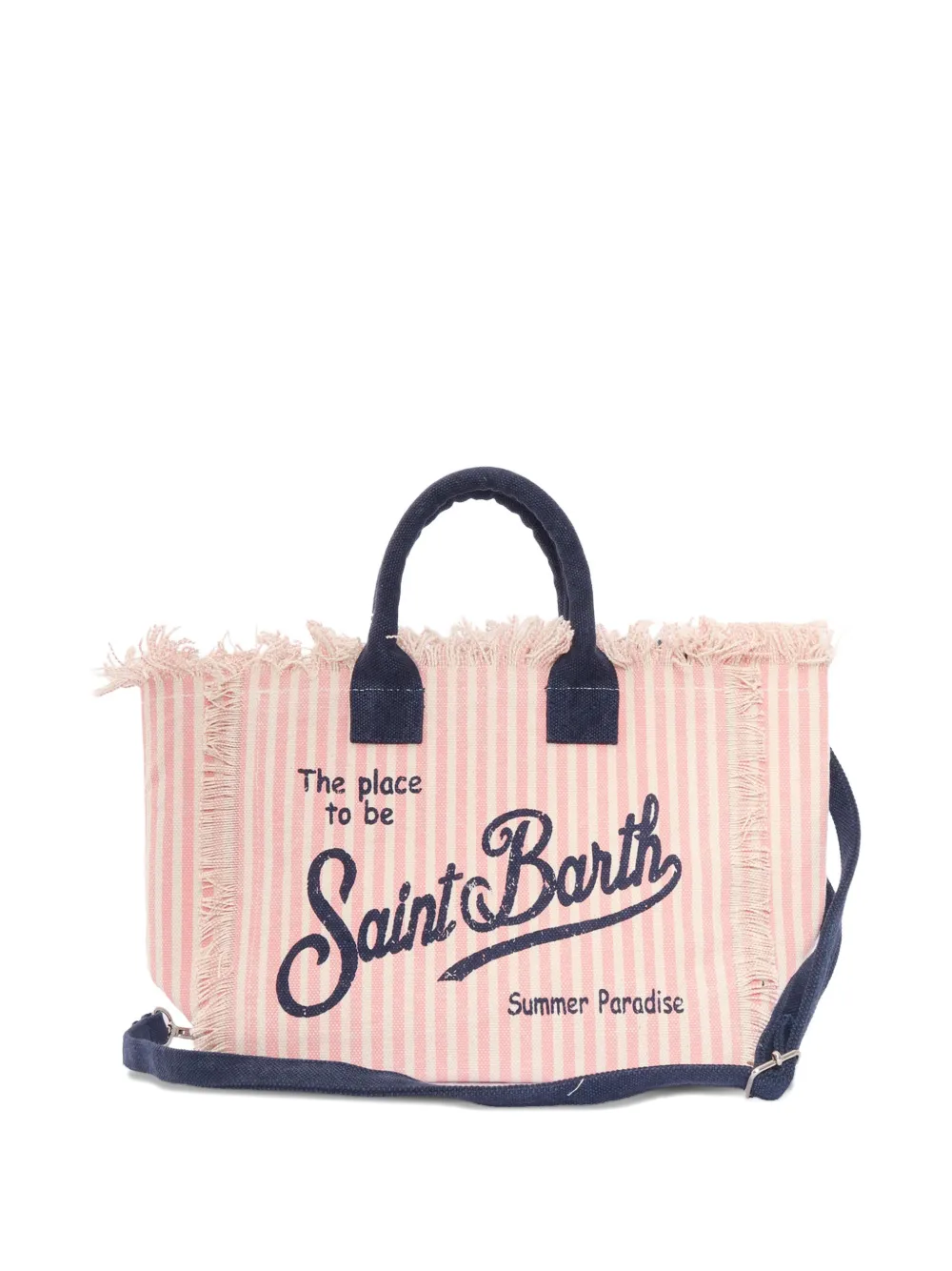MC2 Saint Barth Kids Colette gestreepte shopper met franje Roze