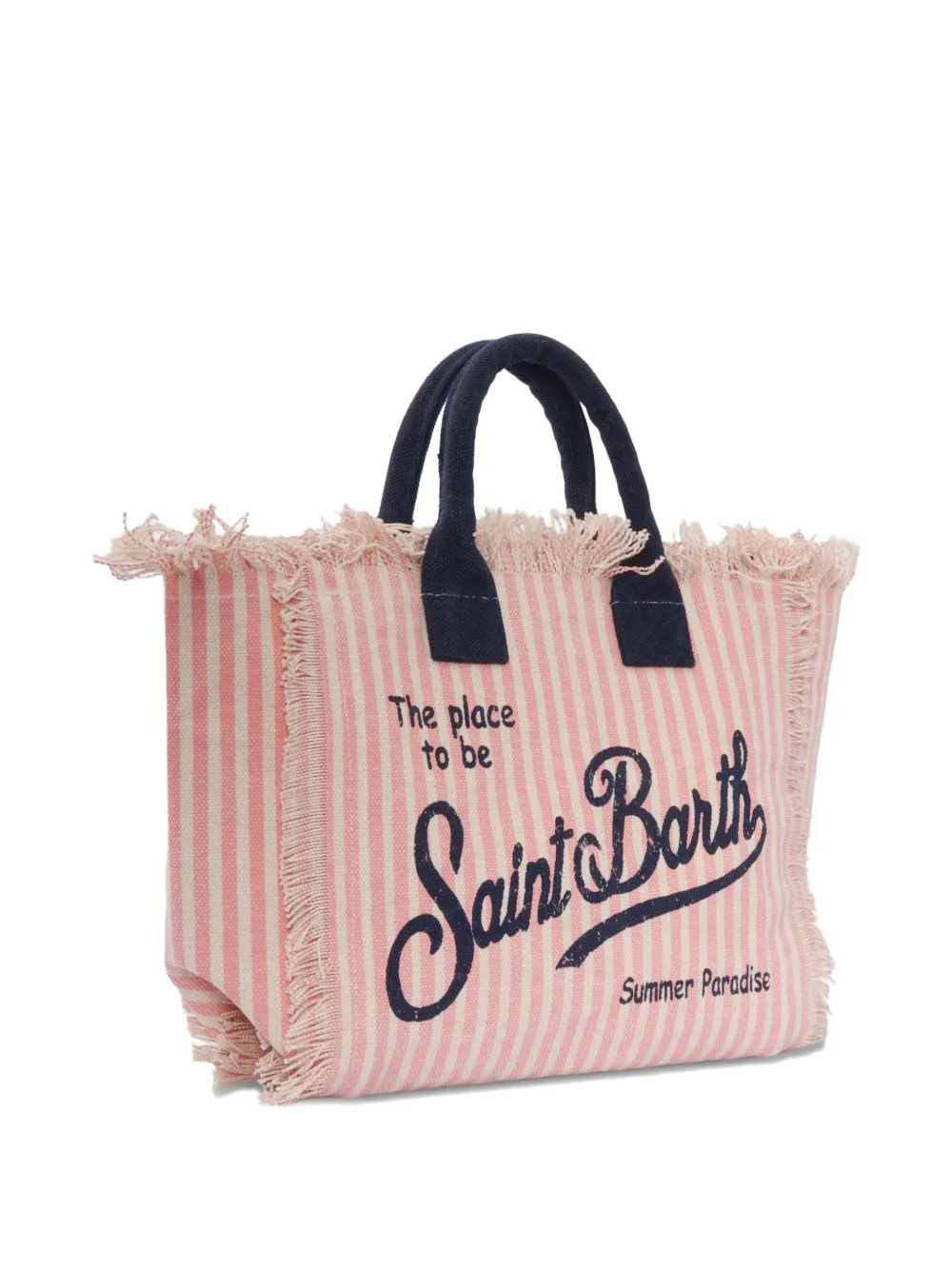MC2 Saint Barth Kids Colette gestreepte shopper met franje Roze