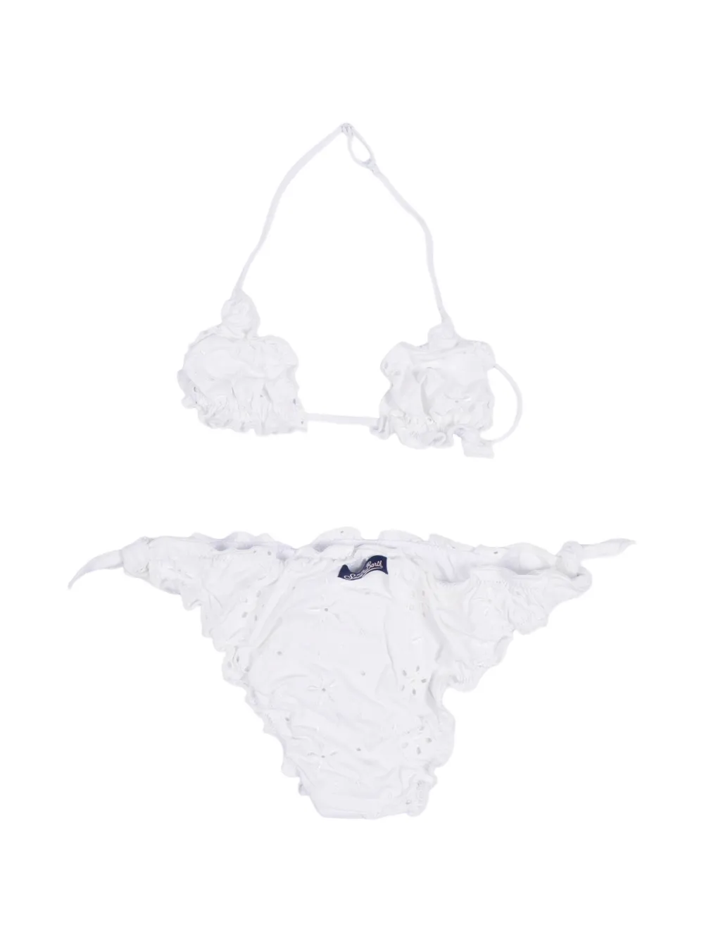 Mc2 Saint Barth Kids Bikini Sangallo Con Bordado Inglés - Blanco 