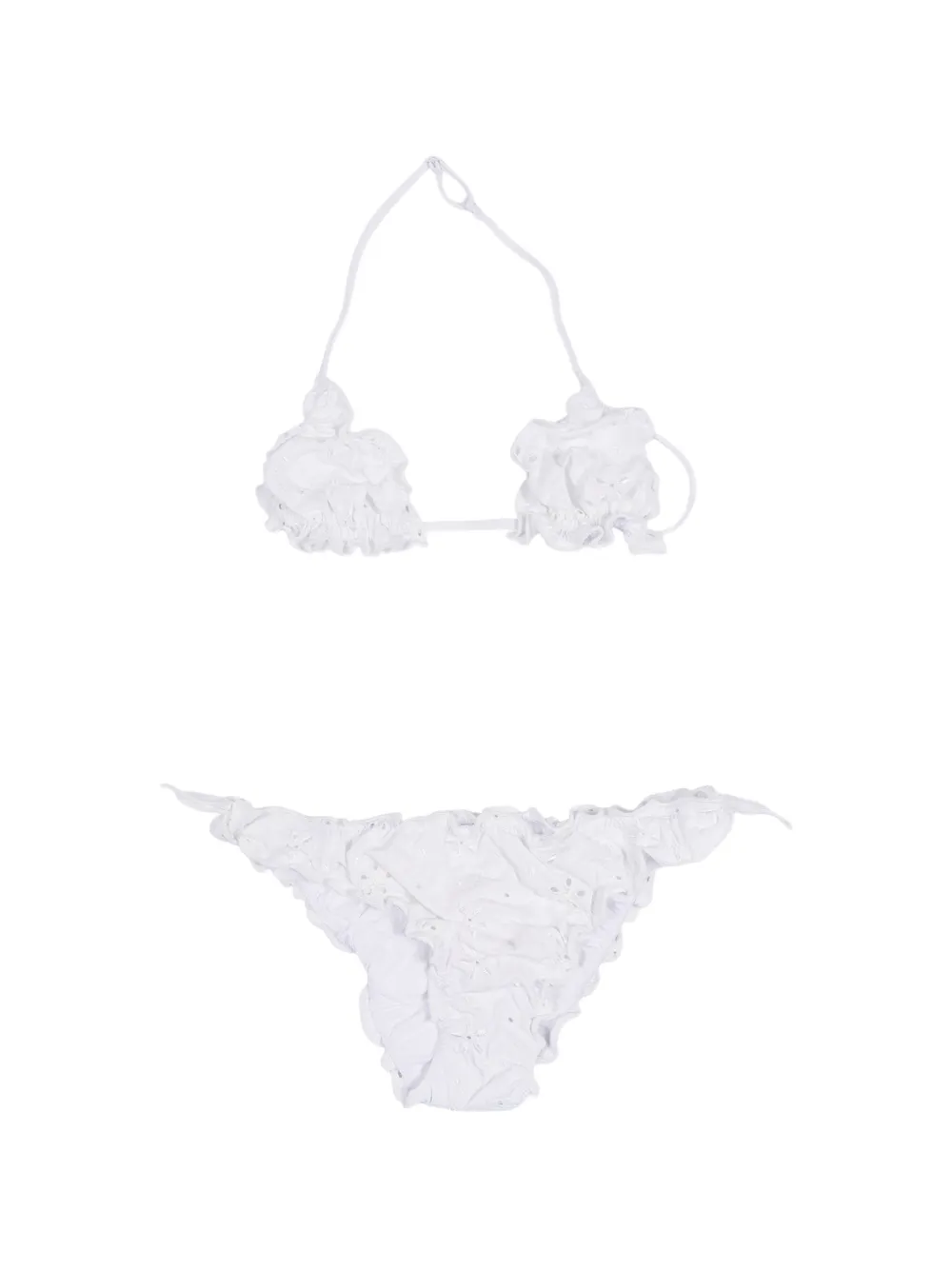 MC2 Saint Barth Kids Sangallo broderie-anglaise ruffled bikini - Weiß