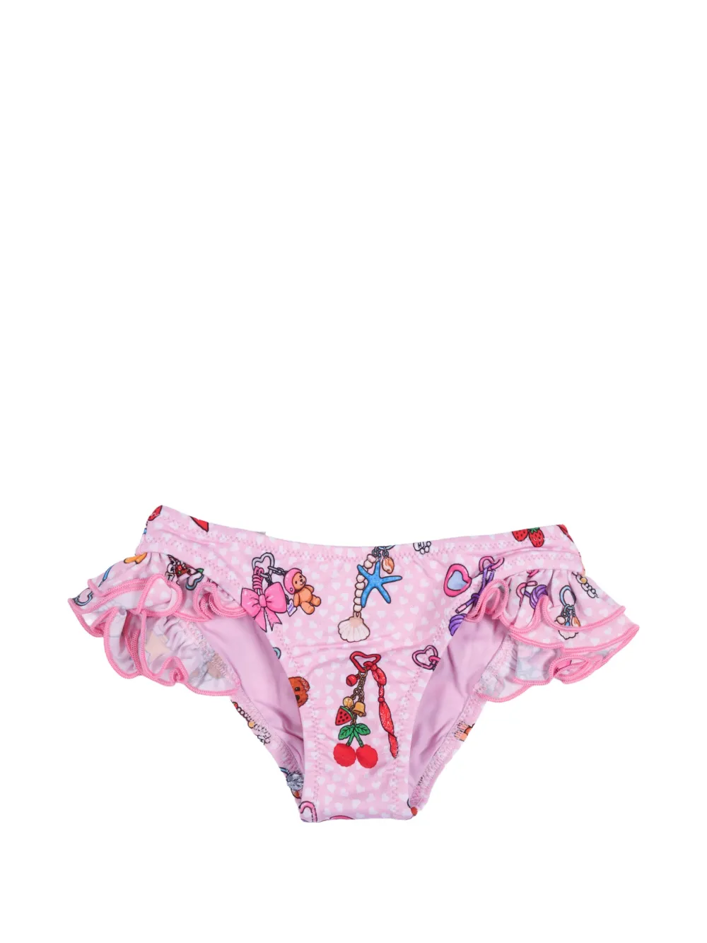 MC2 Saint Barth Kids ruffled charm-print bikini bottoms - Rosa