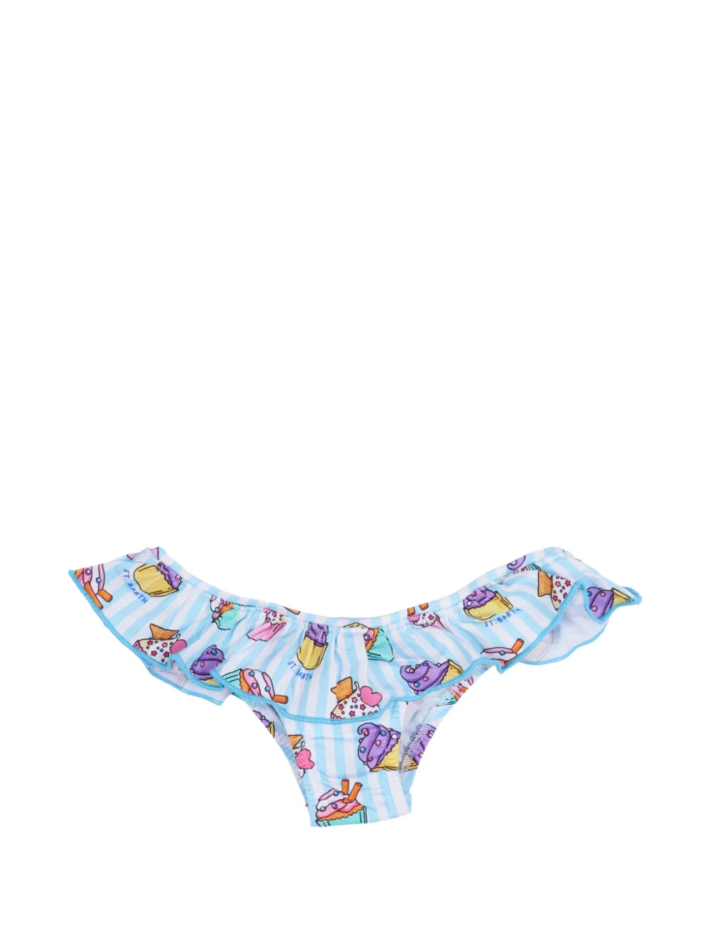 MC2 Saint Barth Kids ruffled cupcake-print bikini bottom - Blau