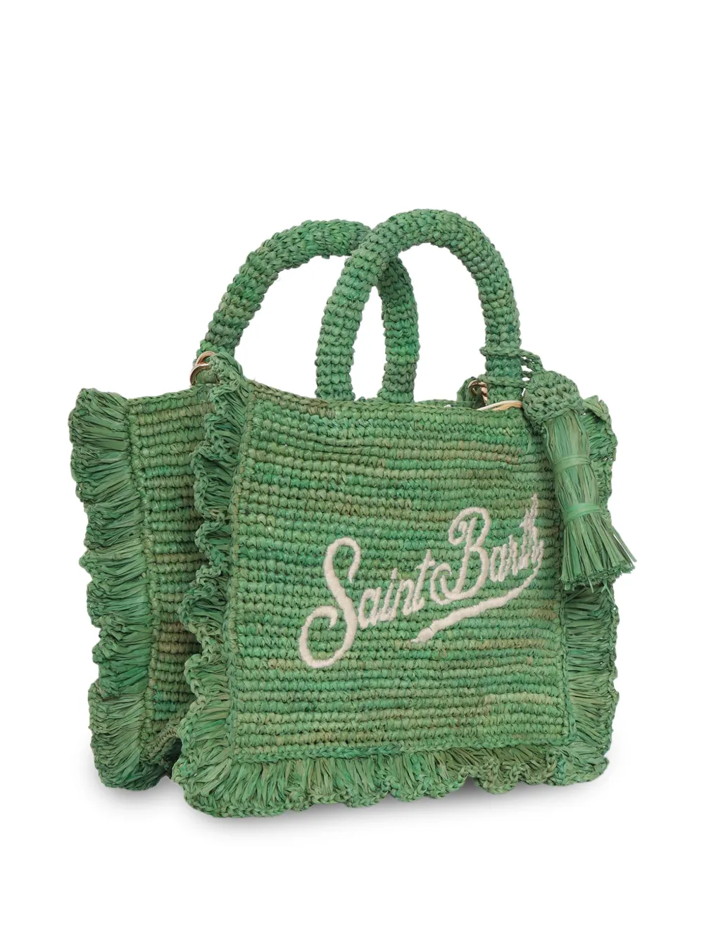 MC2 Saint Barth Shopper met ruches en borduurwerk Groen