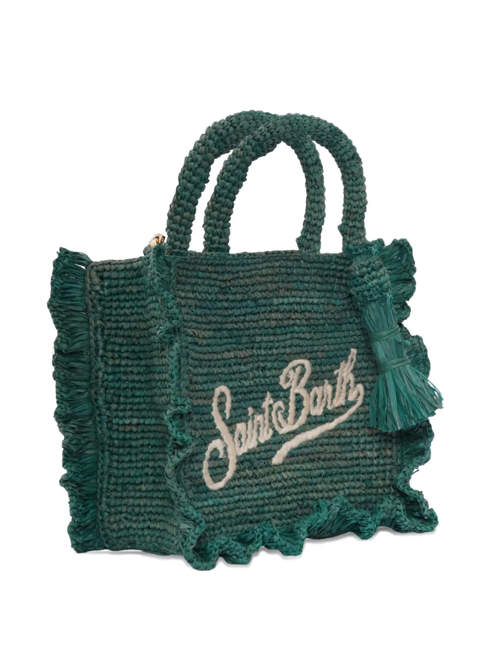 MC2 Saint Barth Kids Shopper met ruches en borduurwerk Groen