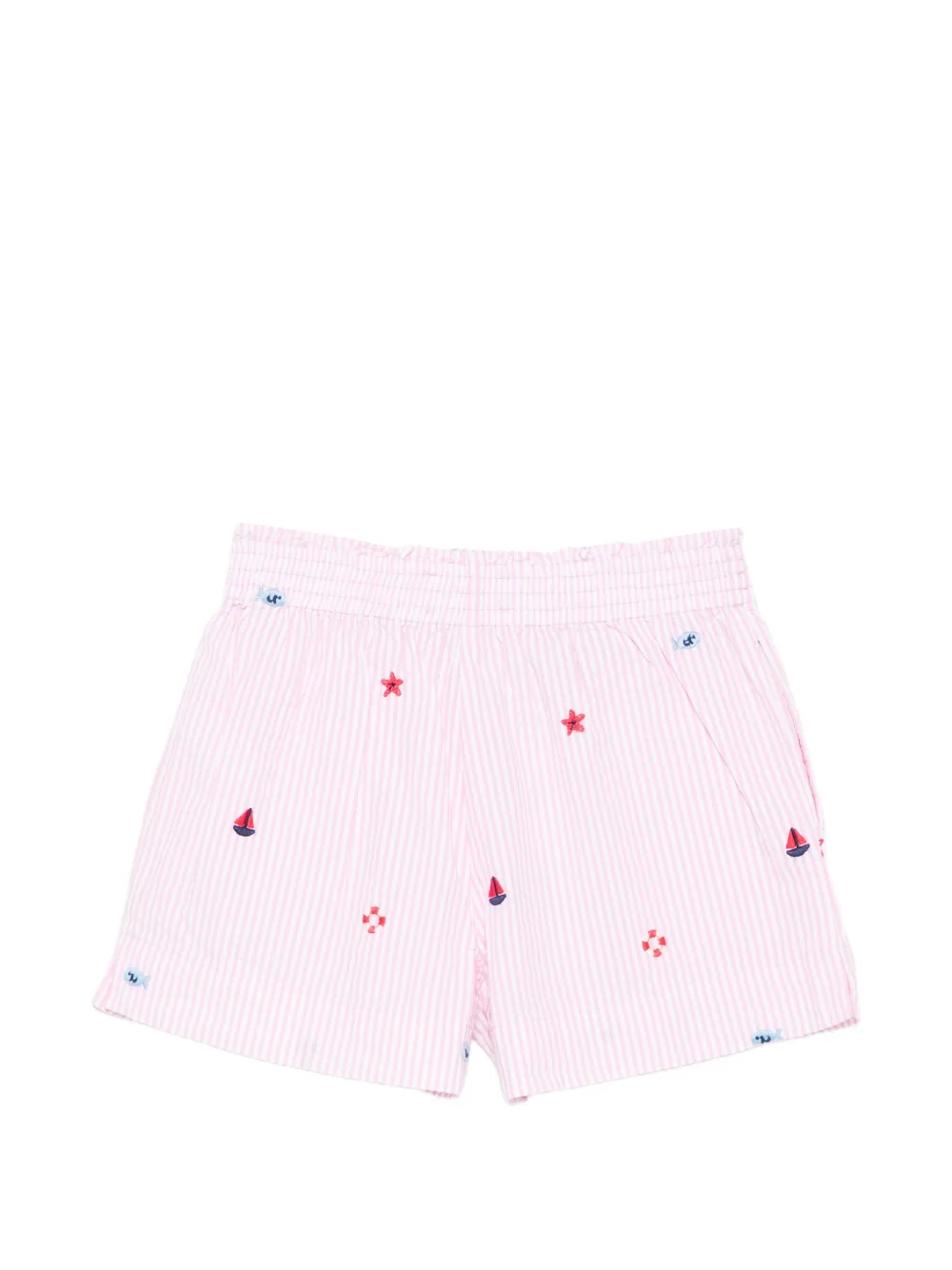 MC2 Saint Barth Kids Meave gestreepte shorts met borduurwerk Roze