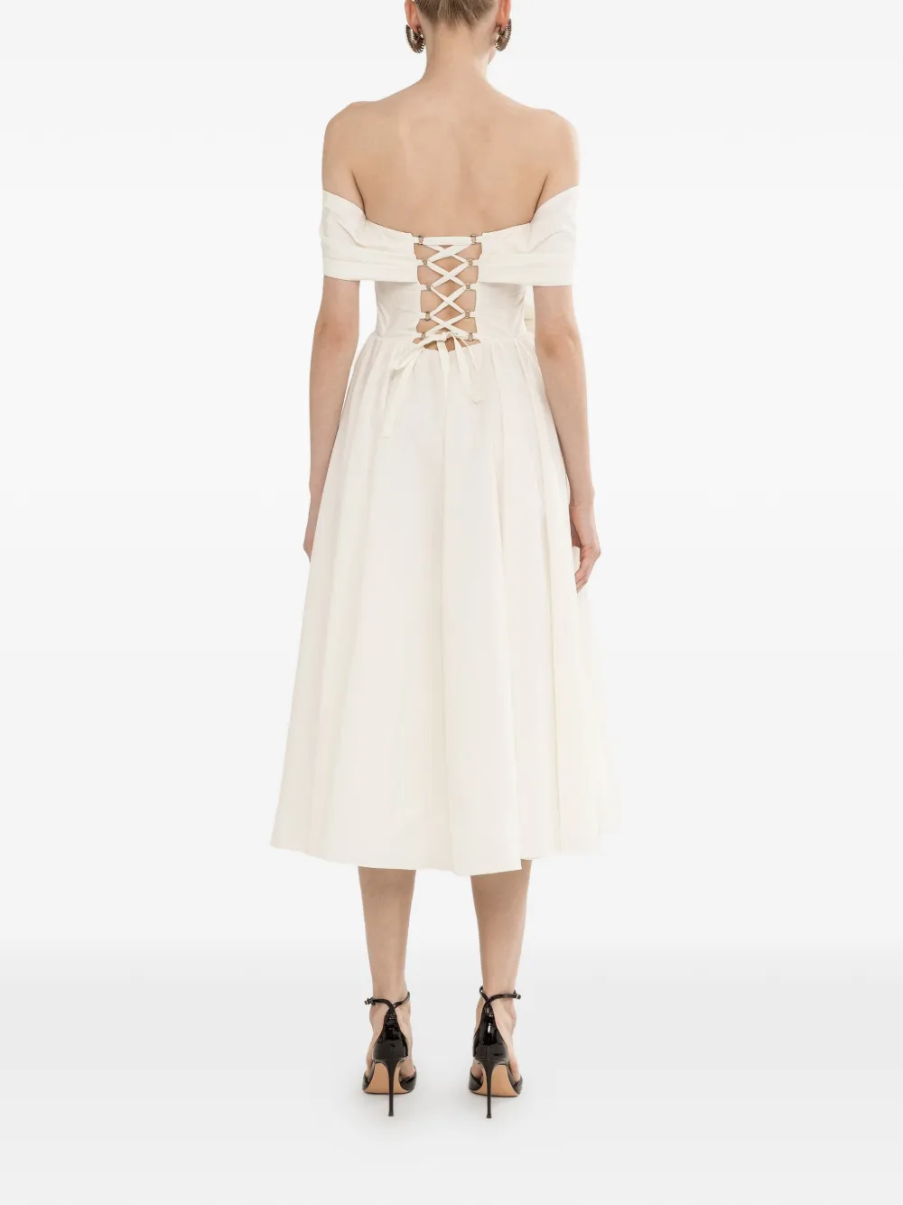 NISSA Off-shoulder jurk met bloemen Wit