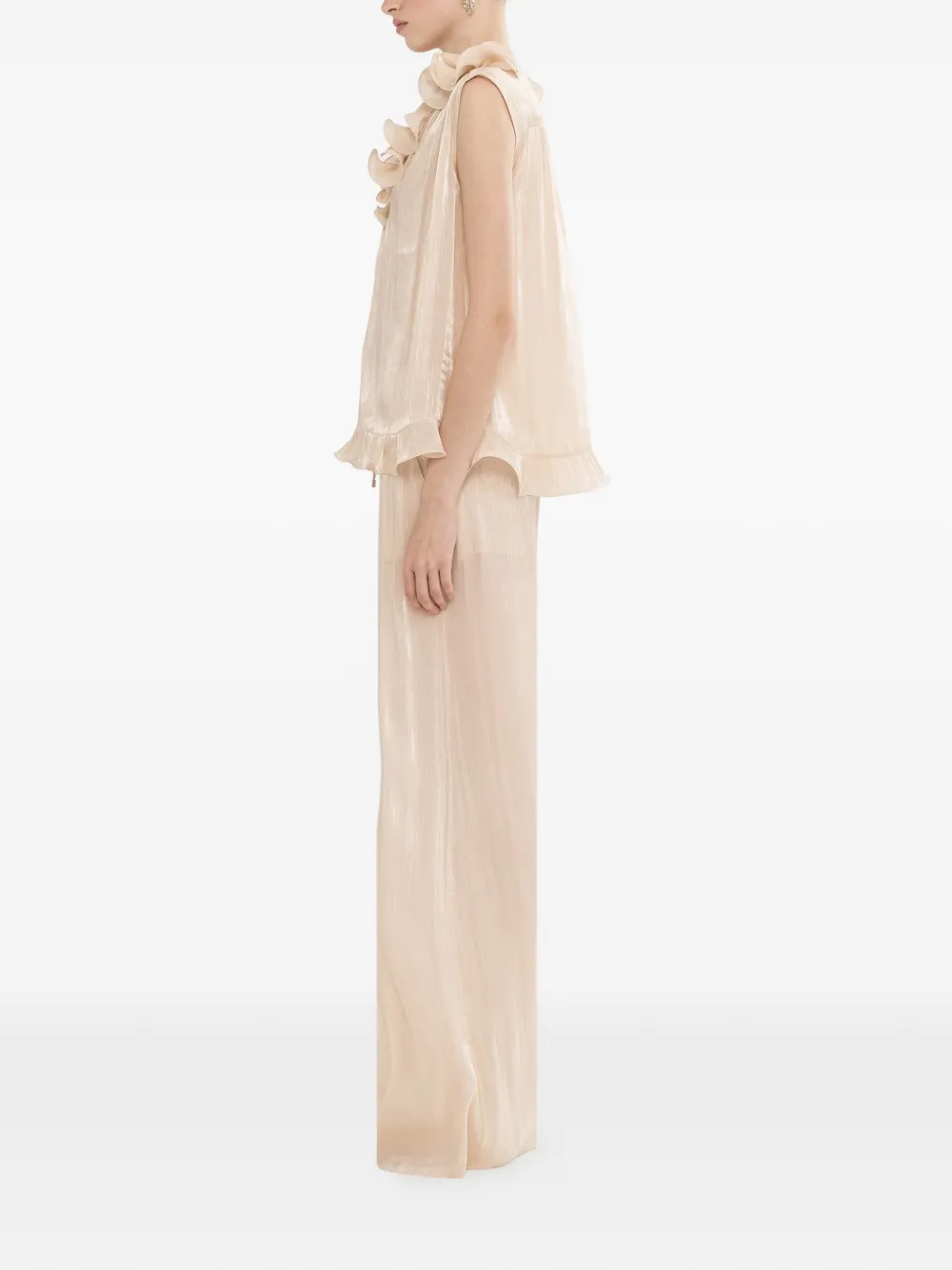 NISSA Broek met wijde pijpen Beige