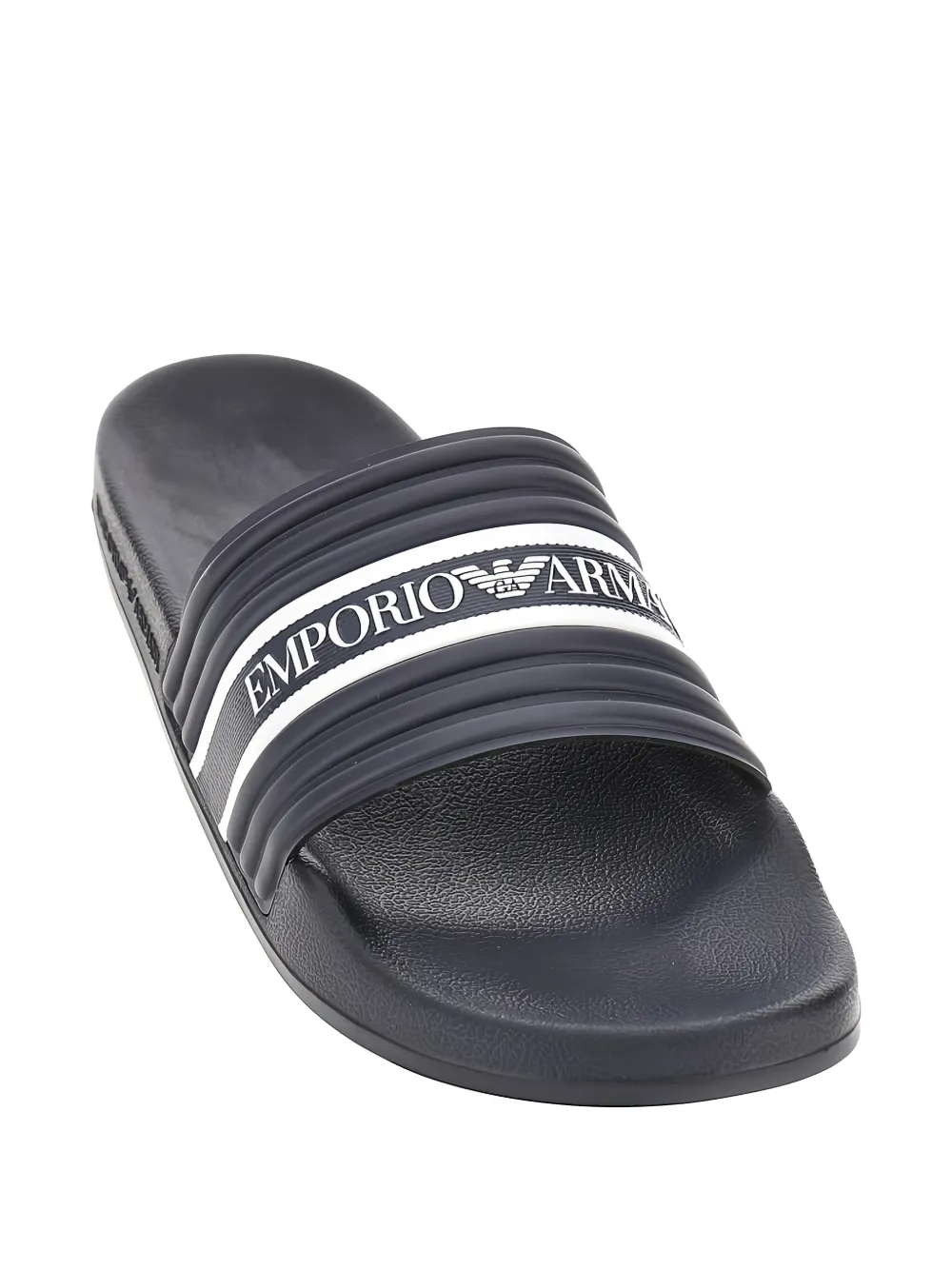 Emporio Armani striped slides Blauw