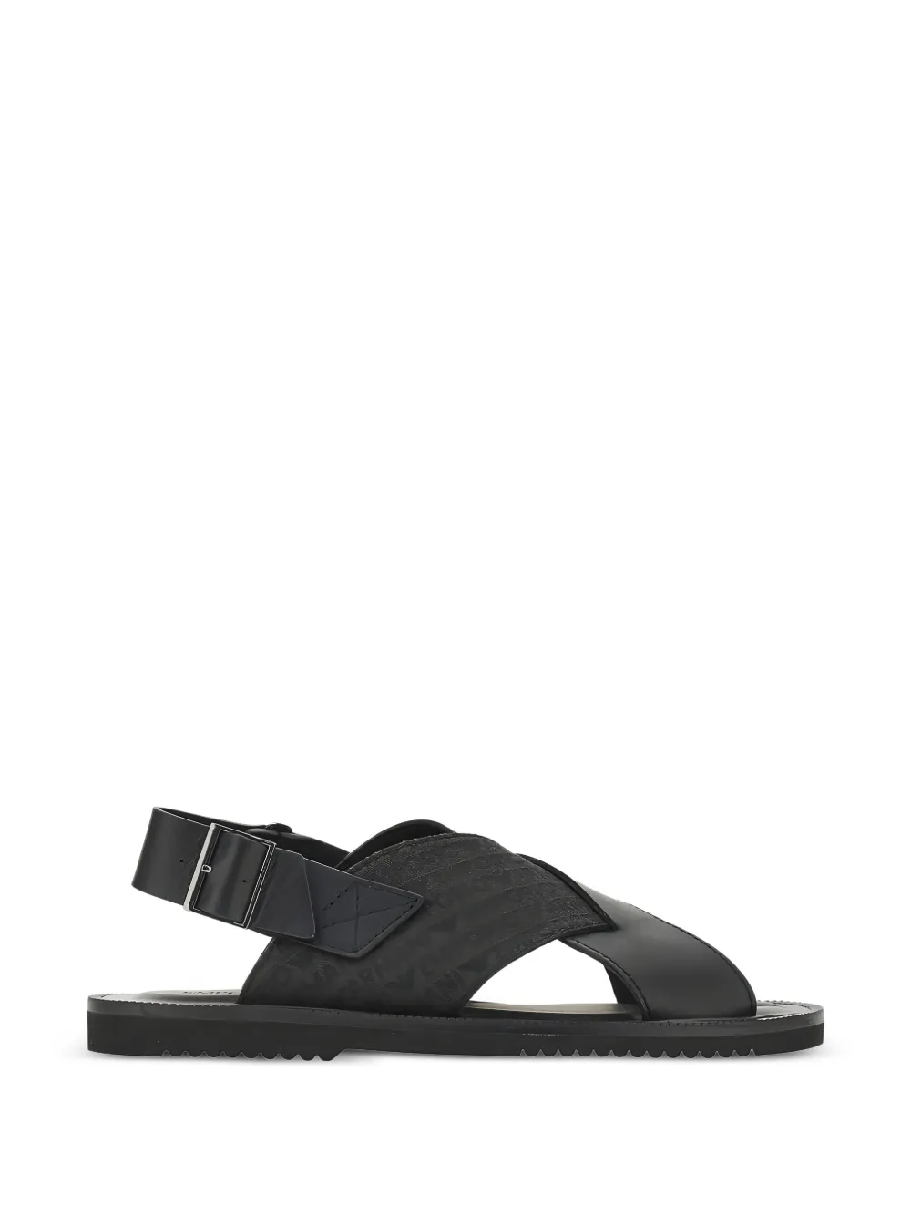 Emporio Armani cross-strap leather sandal - Schwarz