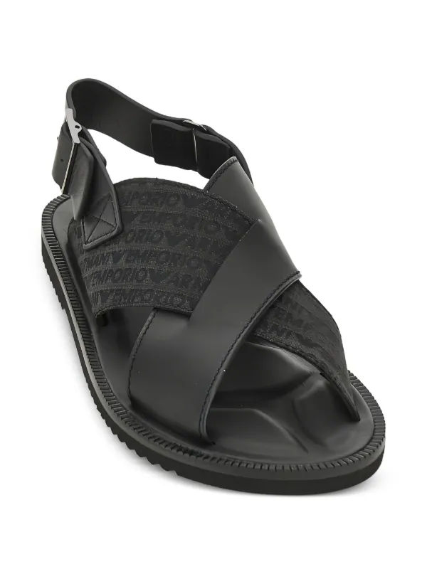 Emporio Armani men\'s sandals size 9.5 Emporio Armani Leather Sandals Black | Mainline Menswear us main image 3