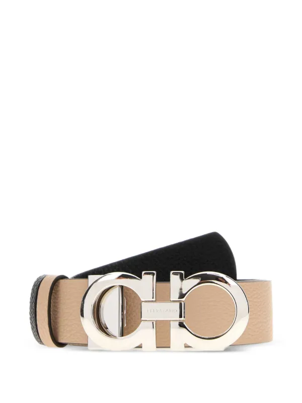 Ferragamo Reversible and Adjustable Gancini Belt in Neutrals