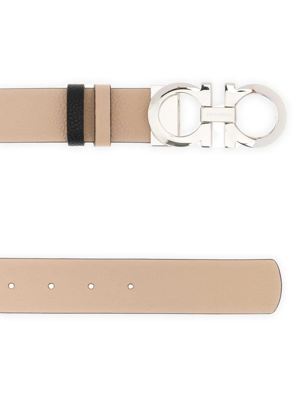 Ferragamo Gancini riem van bewerkt leer Beige