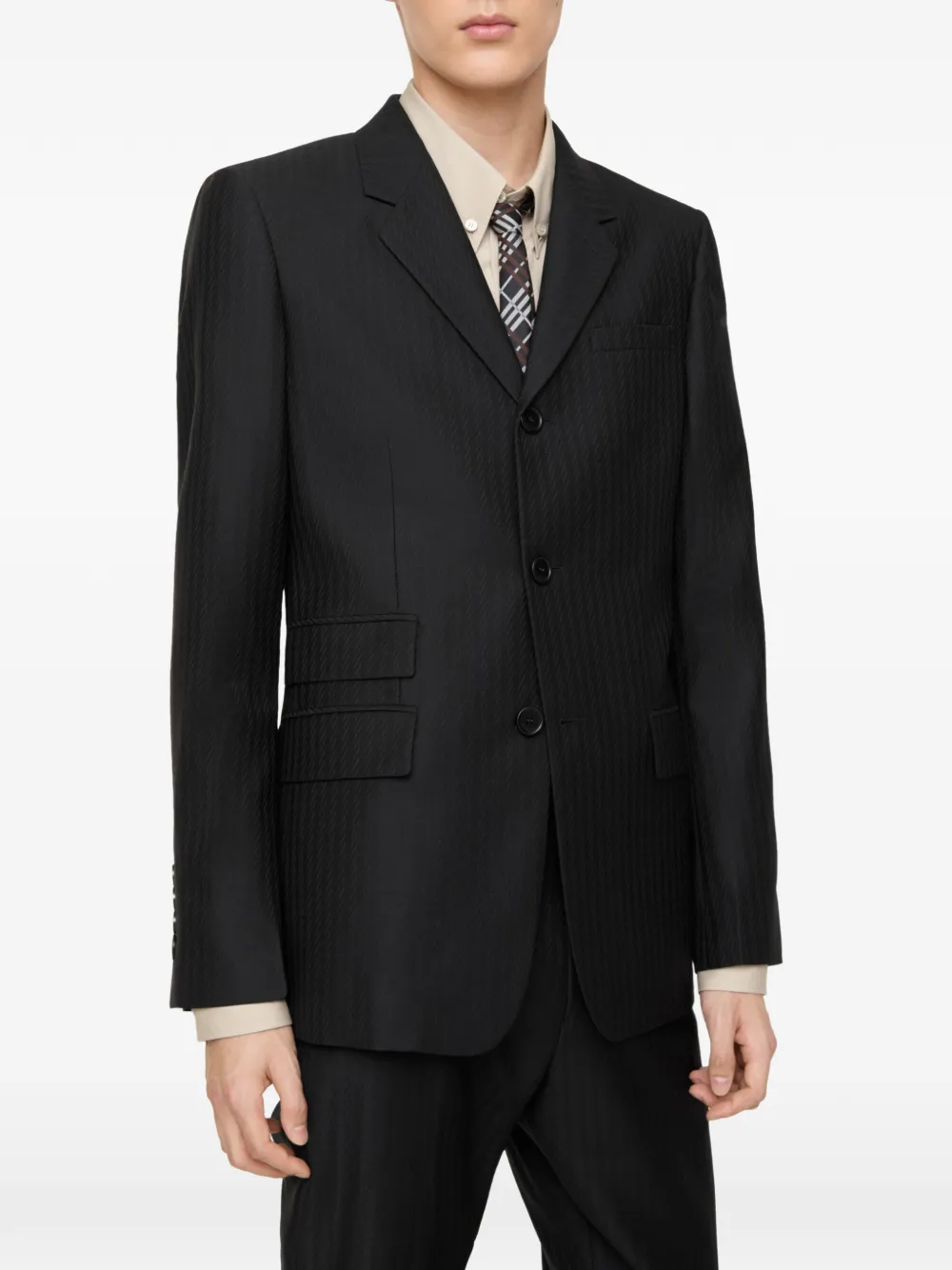 Burberry Gestreepte wollen blazer van mohairwol Zwart
