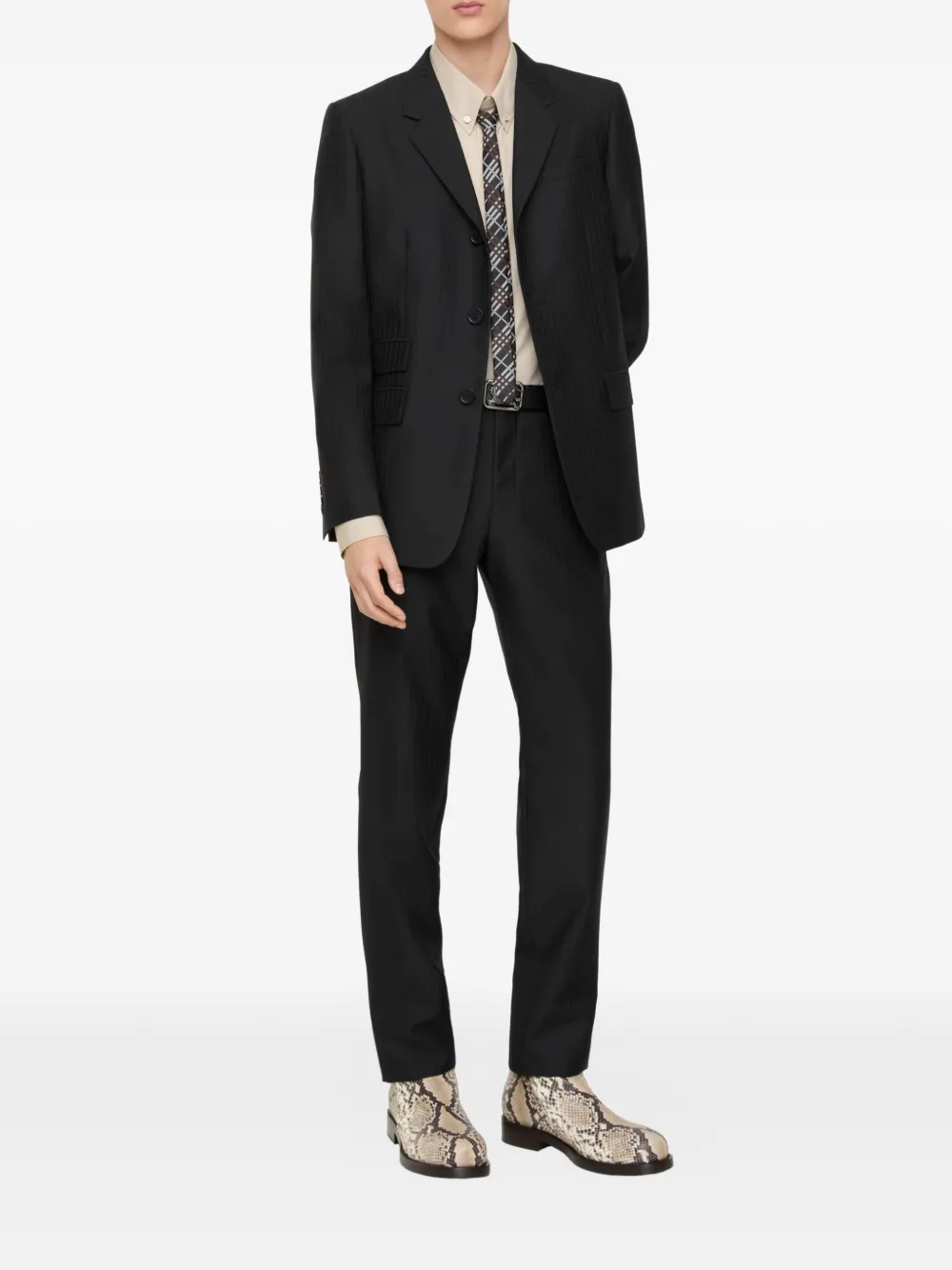Burberry Gestreepte wollen blazer van mohairwol Zwart