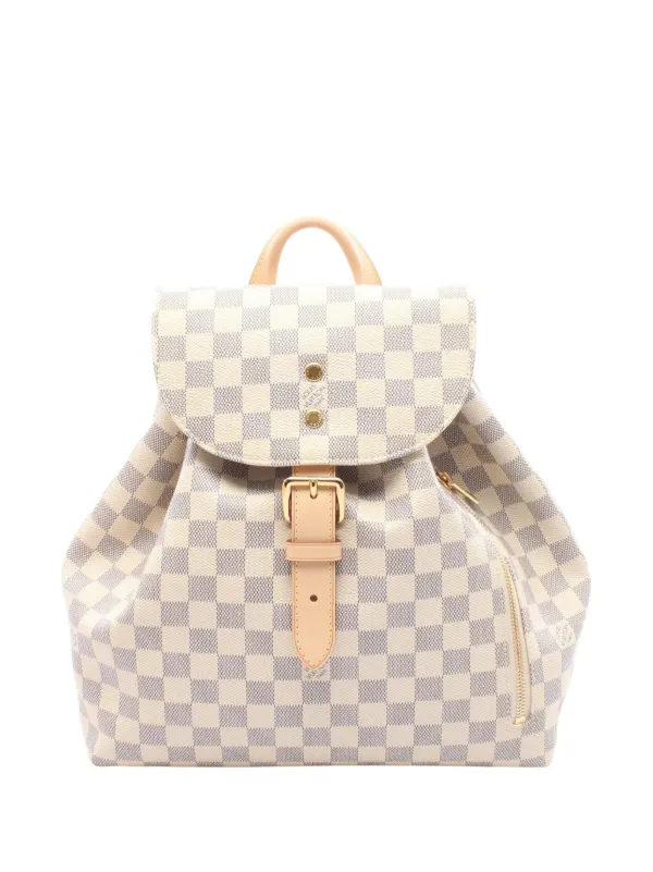 louis vuitton backpack cheap white Louis Vuitton Pre-Owned 2019 Damier Azur Sperone Backpack | White