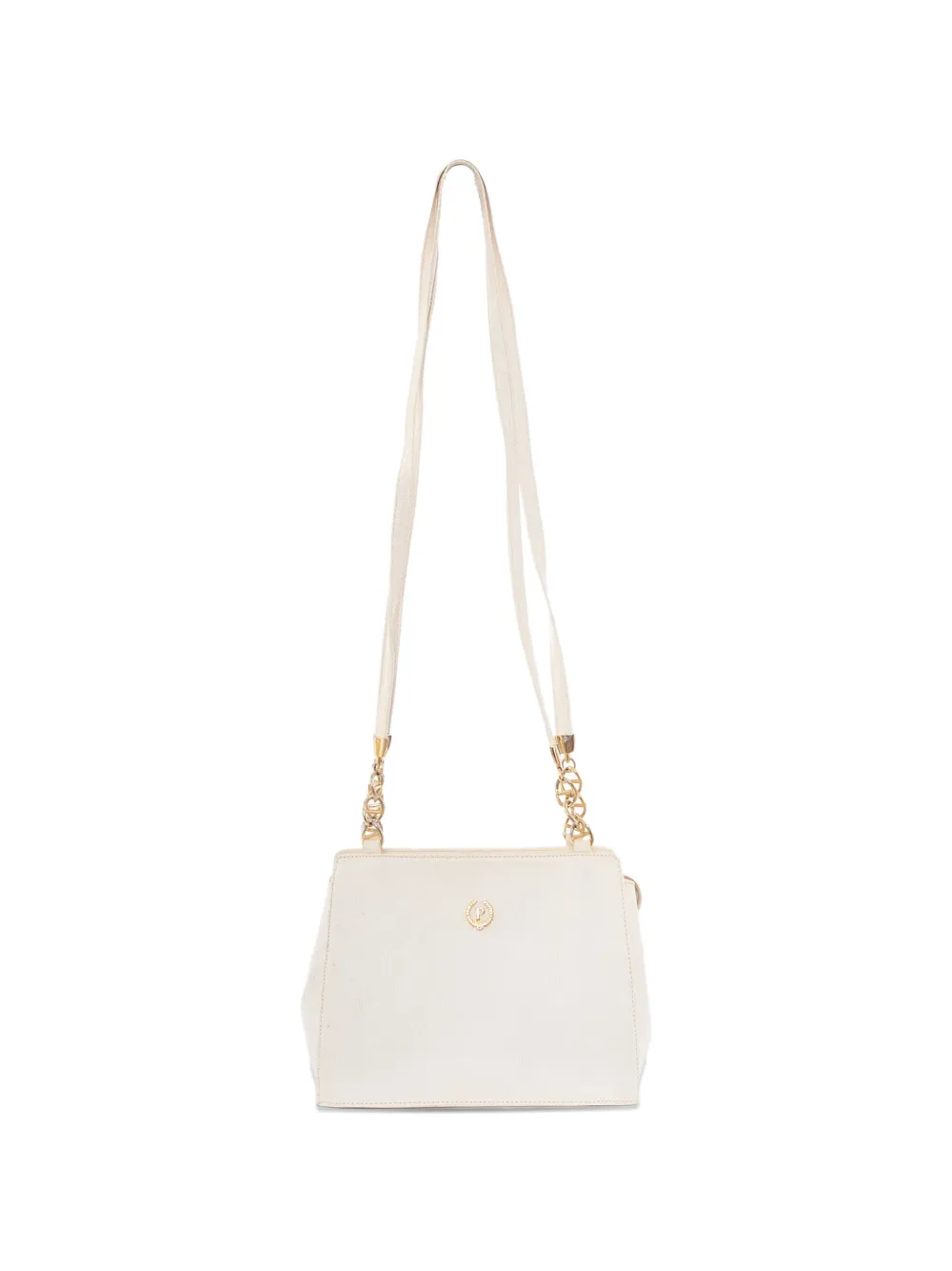 Pollini Vintage Borsa a spalla con placca logo - Bianco