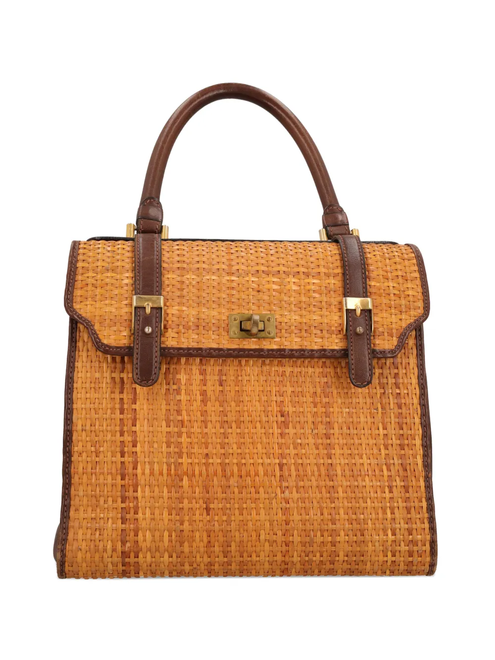 Pre-owned Vintage Woven Tote Bag In Neutral