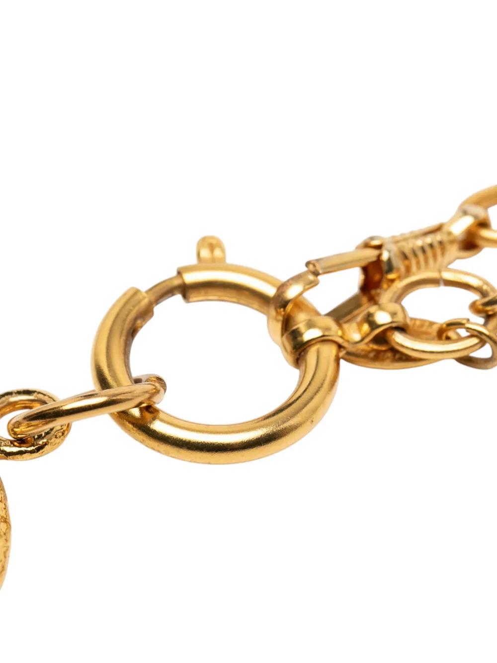 1970-1980 Cc Gold Plated Encircled Flower Pendant Necklace Costume Necklace
