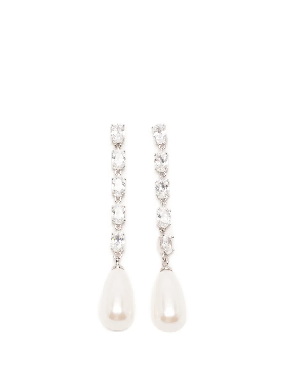 Self-Portrait crystal-embellished faux-pearl earrings - Silber