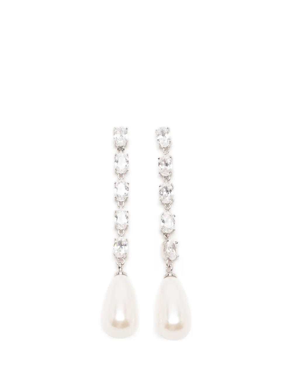 Self-Portrait crystal-embellished faux-pearl earrings - Argento