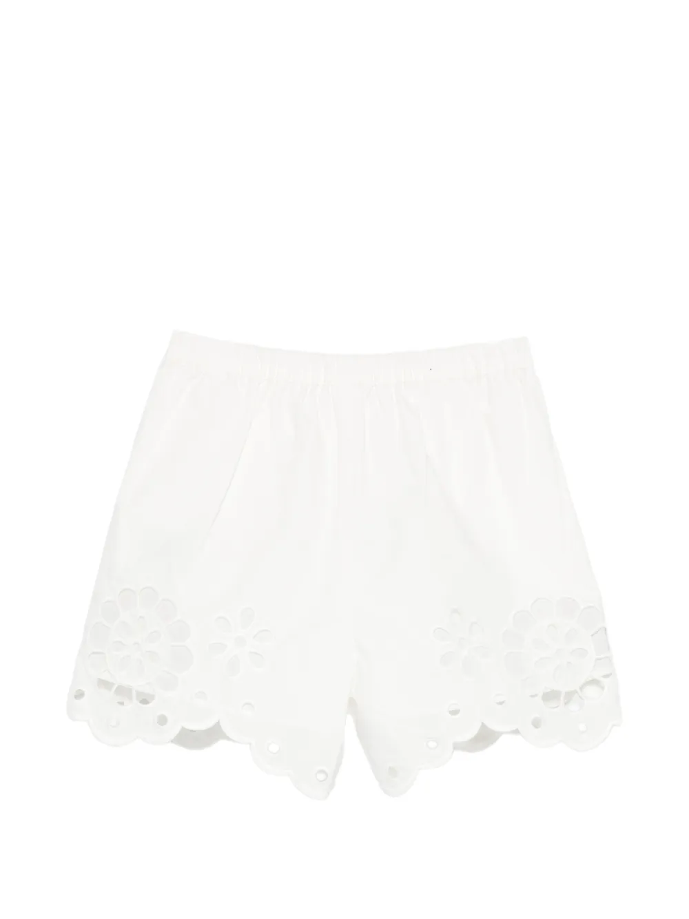 ZIMMERMANN Kids Awaken gewelfde broderie anglaise shorts Wit