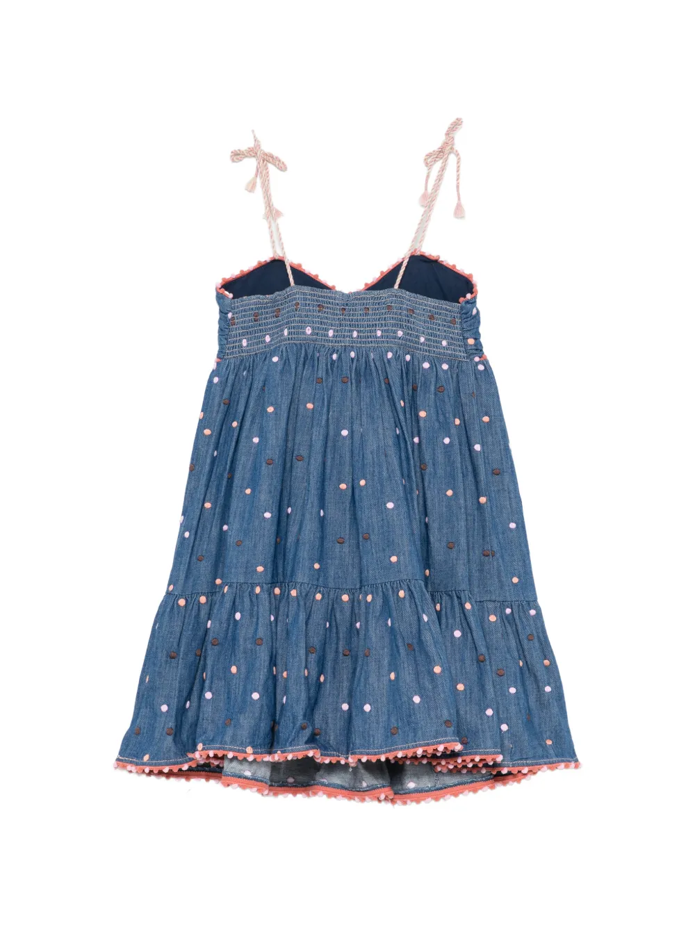 ZIMMERMANN Kids Awaken jurk met pompon en stippen Blauw