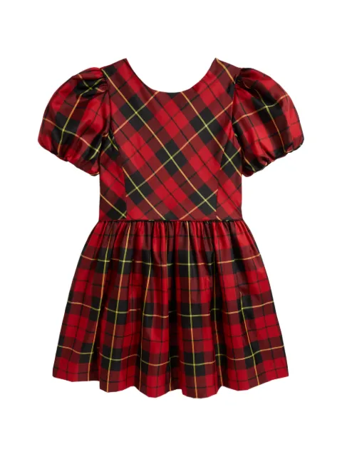 POLO RALPH LAUREN KIDS plaid balloon-sleeve taffeta dress