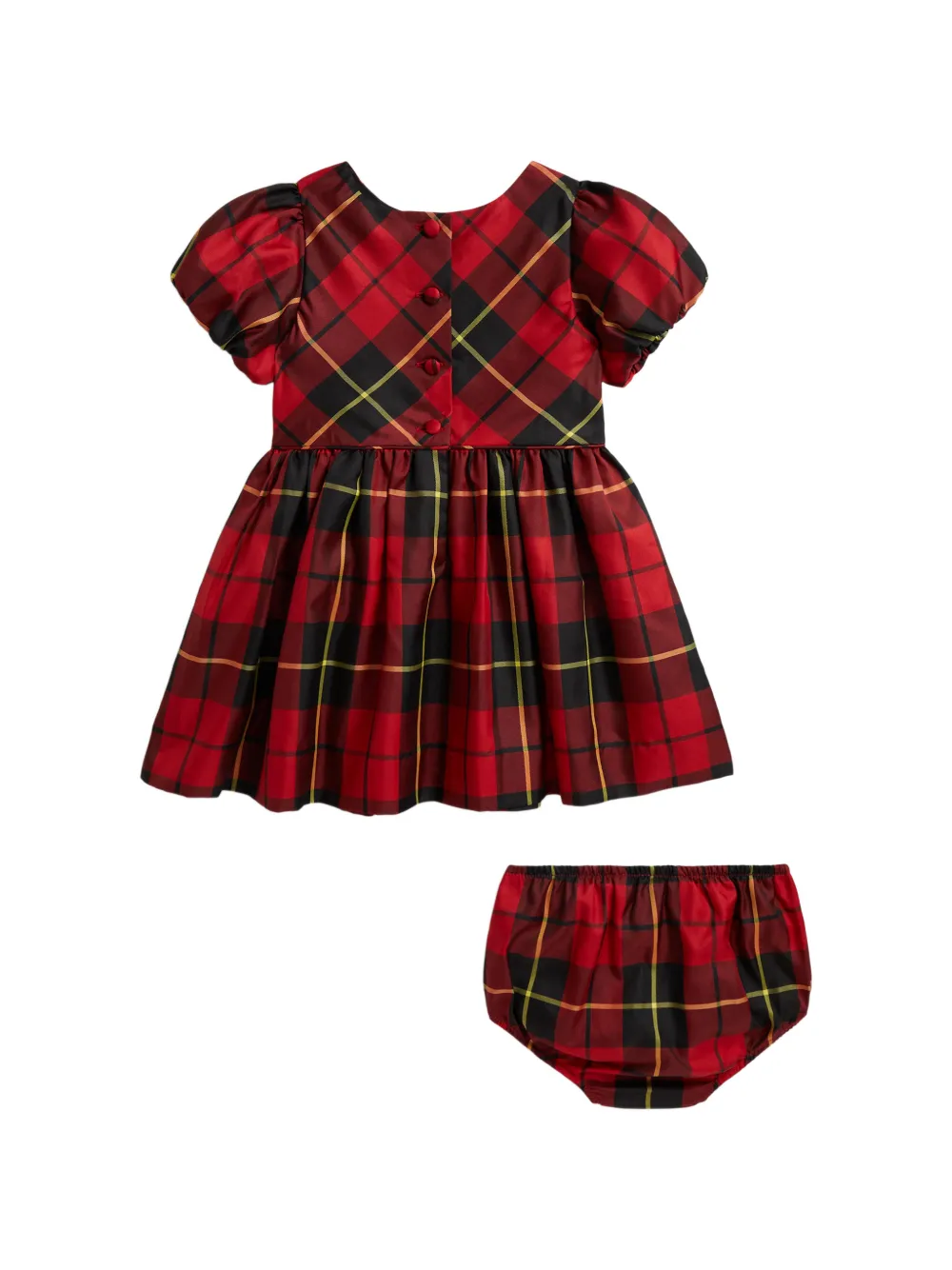 POLO RALPH LAUREN KIDS Taffeta jurk met ballonmouwen en broekje Rood