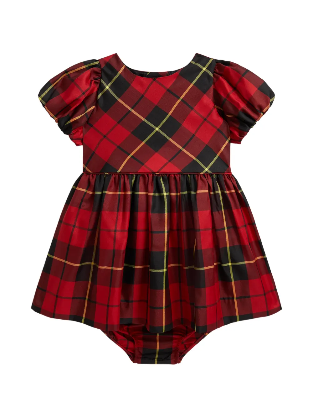 POLO RALPH LAUREN KIDS ensemble robe et short bloomer en taffetas à manches bouffantes - Rouge