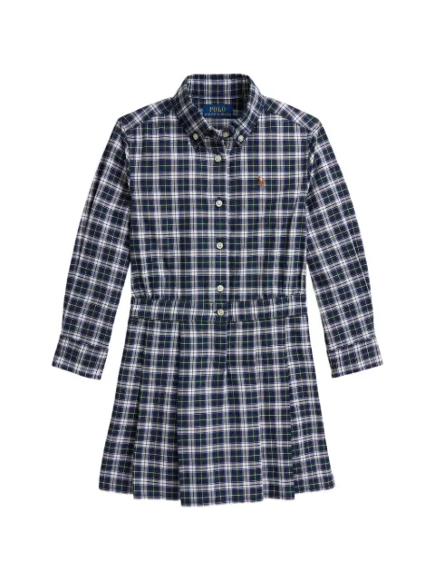 POLO RALPH LAUREN KIDS robe-chemise plissée à carreaux