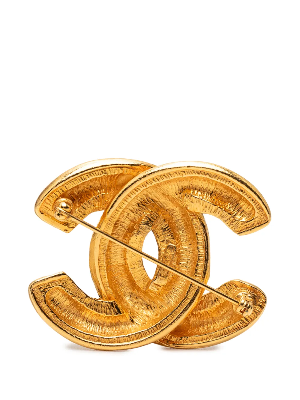 1950-1970 Gold Plated Quilted Cc Brooch Costume Brooch