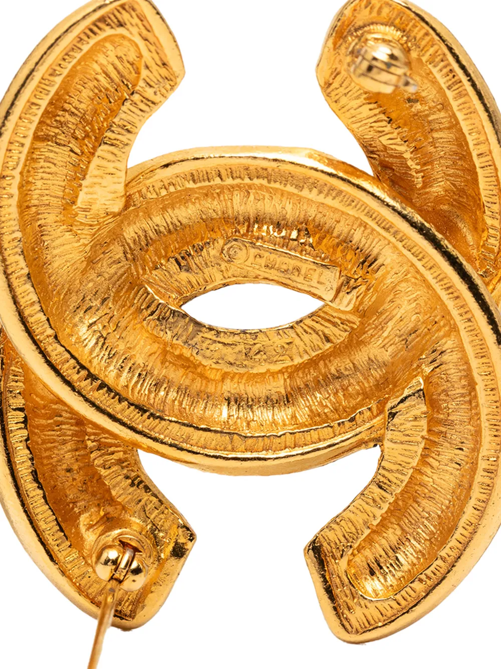 1950-1970 Gold Plated Quilted Cc Brooch Costume Brooch