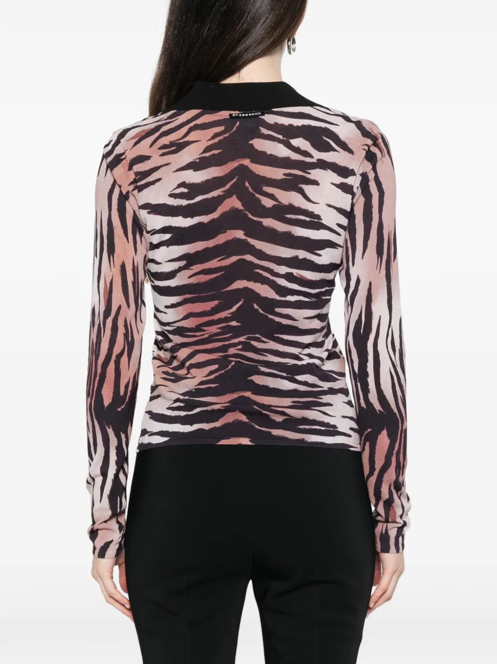 PINKO T-shirt met V-hals en tijgerprint Beige