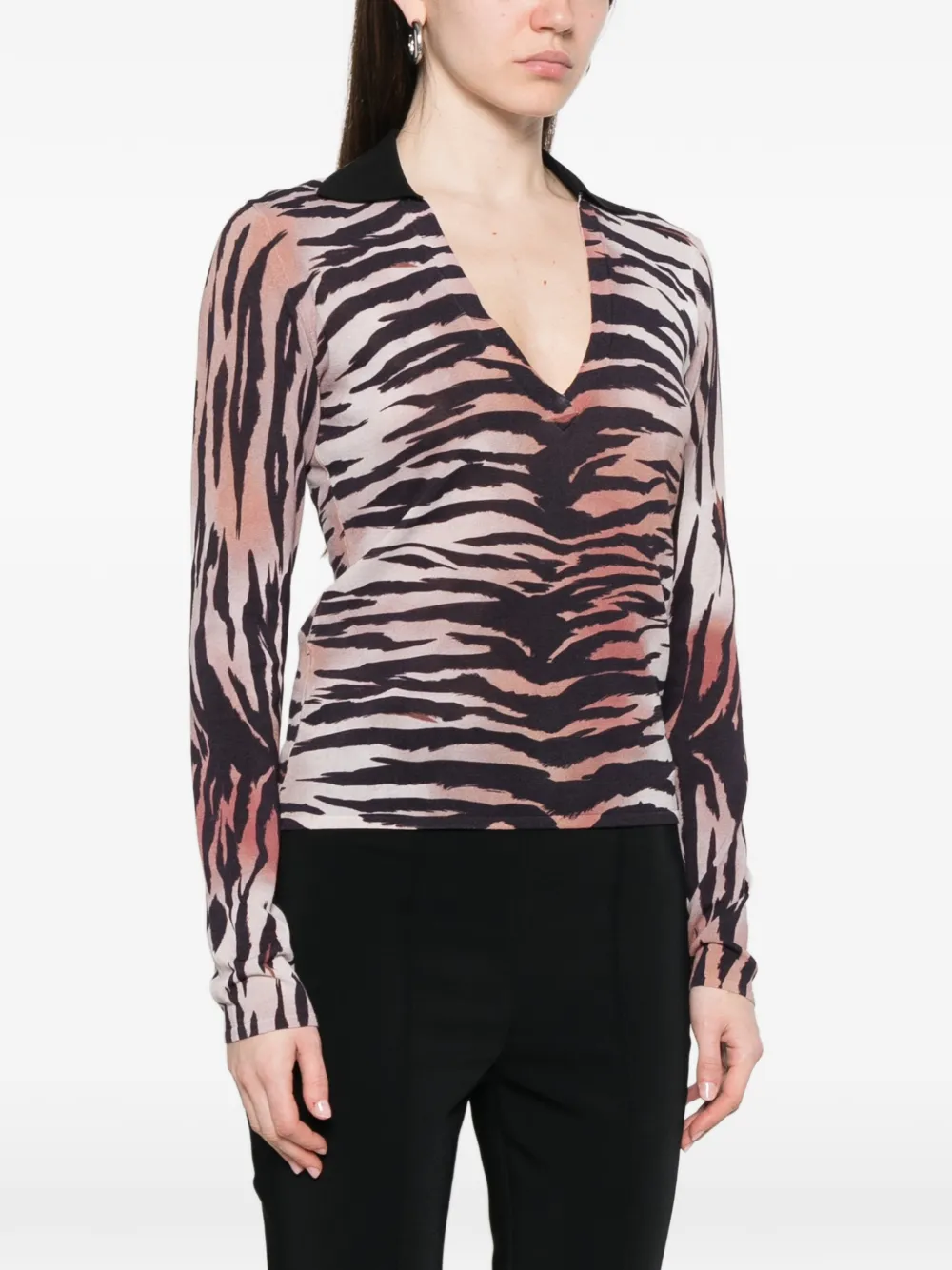 PINKO T-shirt met V-hals en tijgerprint Beige