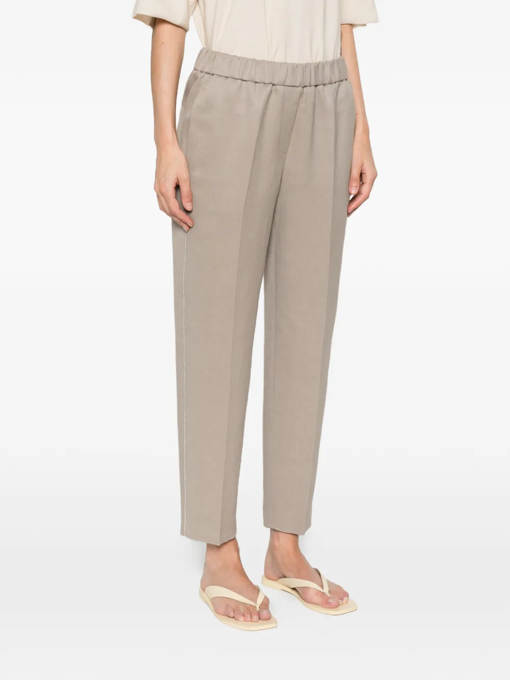 Peserico Broek met elastische tailleband Bruin