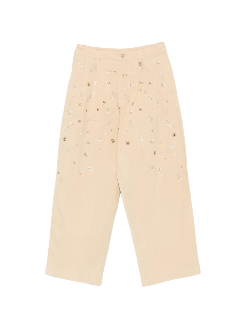 LIU JO floral-embellished trousers - Nude